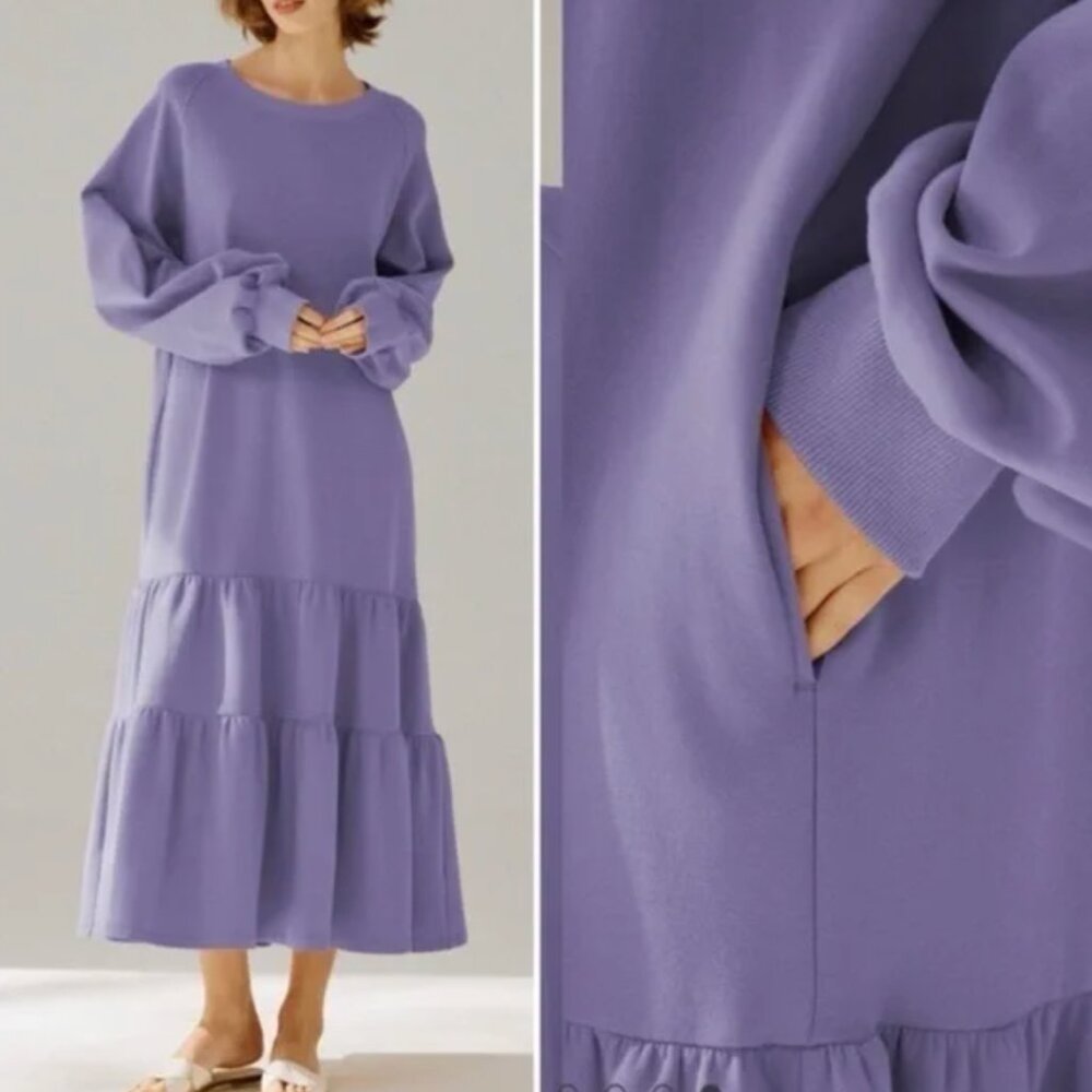 NAP LOUNGEWEAR | Crewneck Tiered Cotton Dress